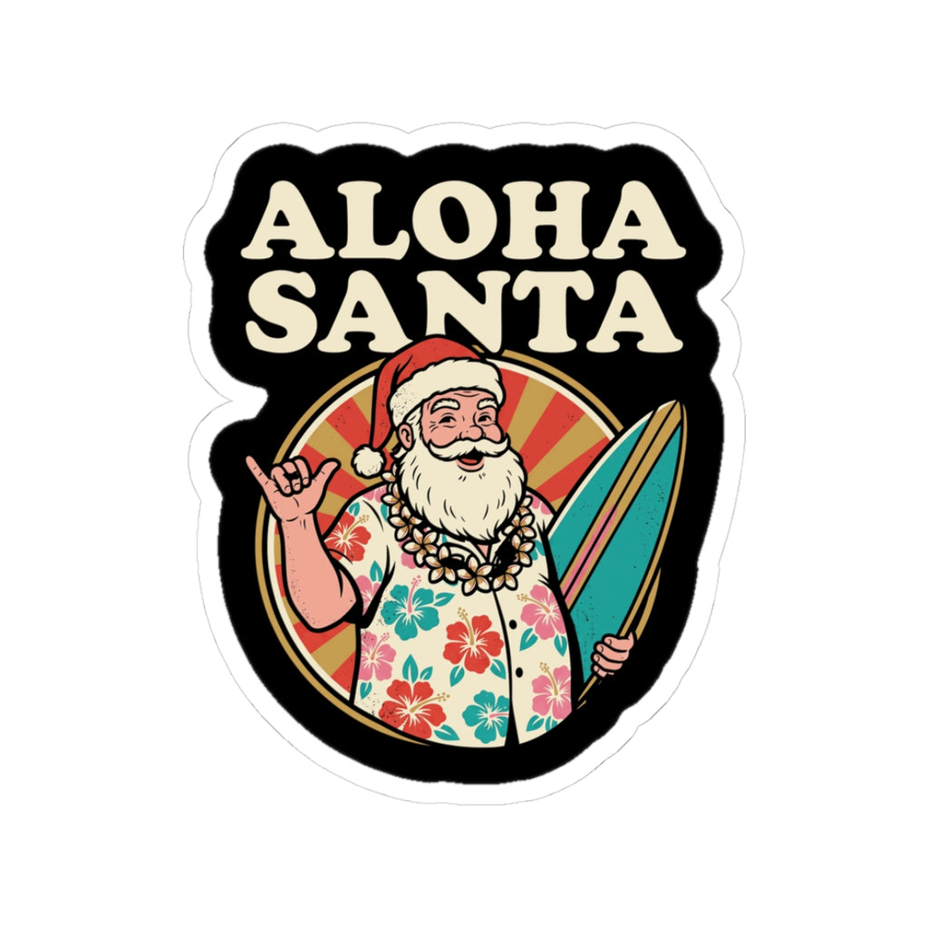 Aloha Santa Hawaiian Christmas Sticker