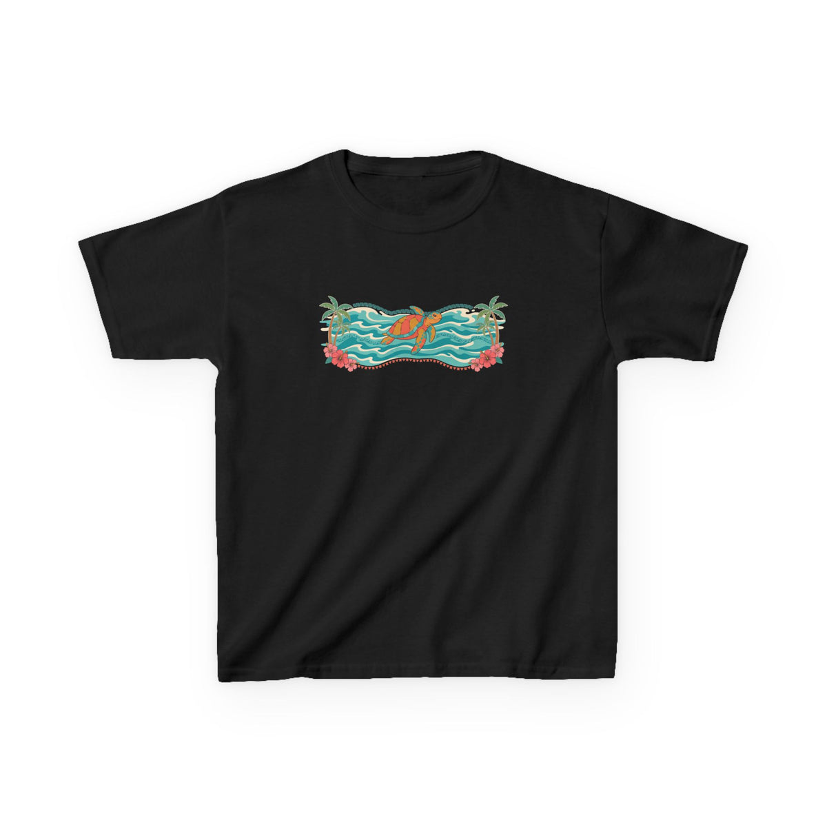 Hawaii Sea Turtle Island Paradise Tropical Scene Kids T-Shirt