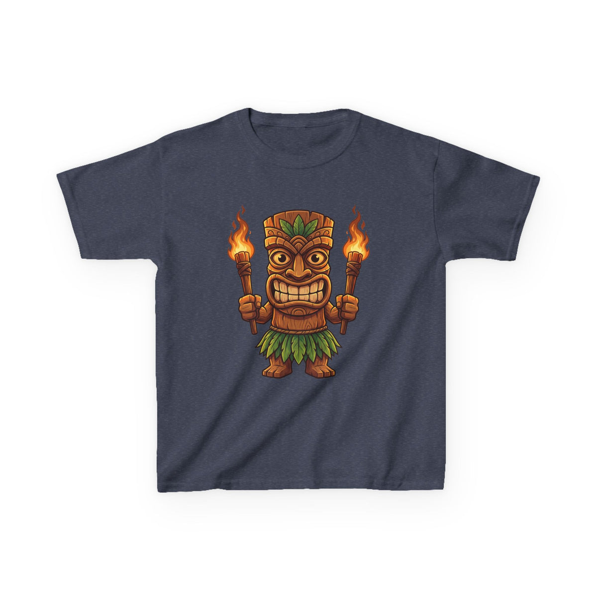 Tiki Warrior Hawaiian Luau Tropical Cartoon Graphic Kids T-Shirt