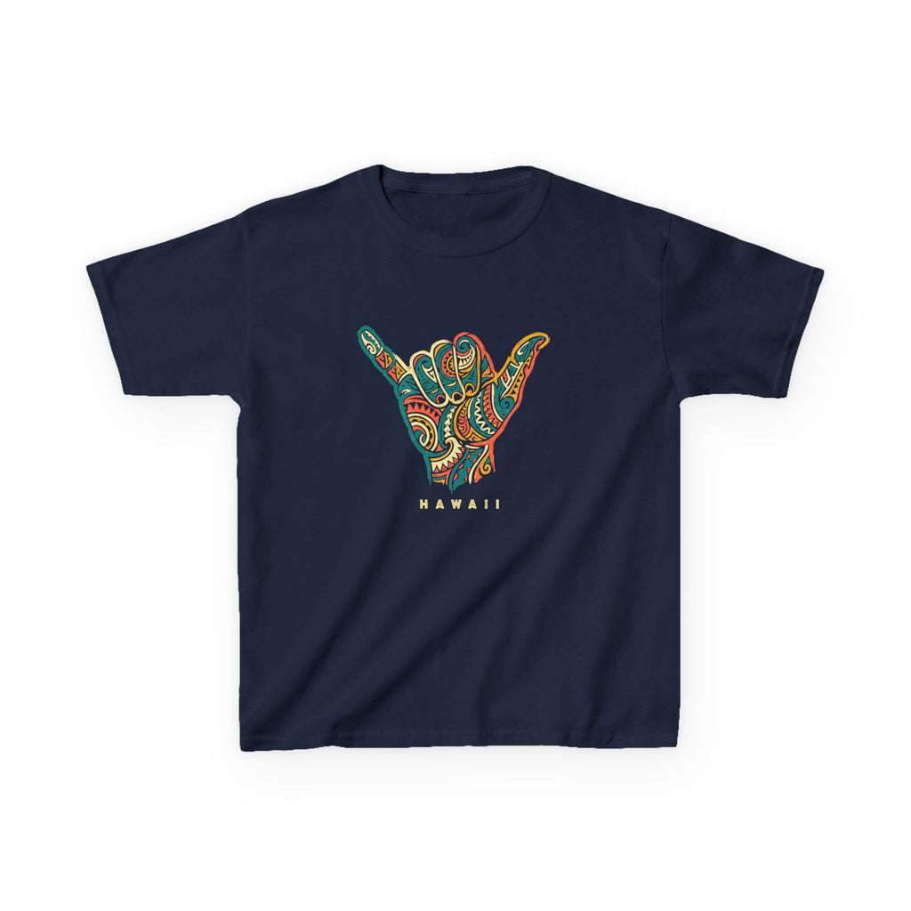 Shaka Hand Hawaiian Tribal Aloha Graphic Kids T-Shirt