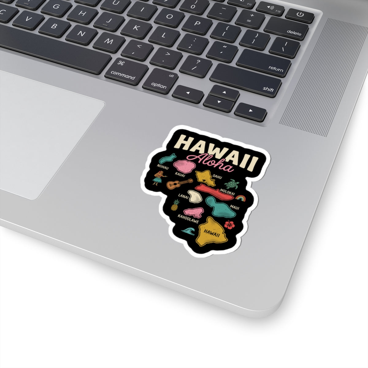 Hawaiian Islands Folk-Art Map Sticker