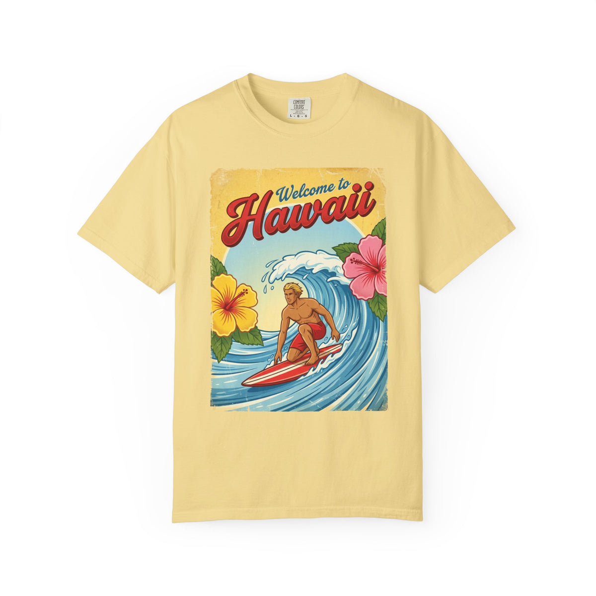 Welcome to Hawaii Vintage Surfer Travel Poster T-Shirt