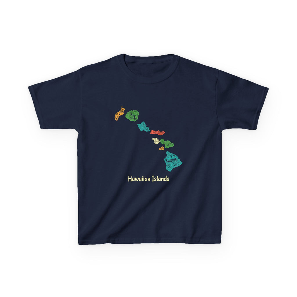 Hawaiian Islands Chain Map Minimalist Kids T-Shirt