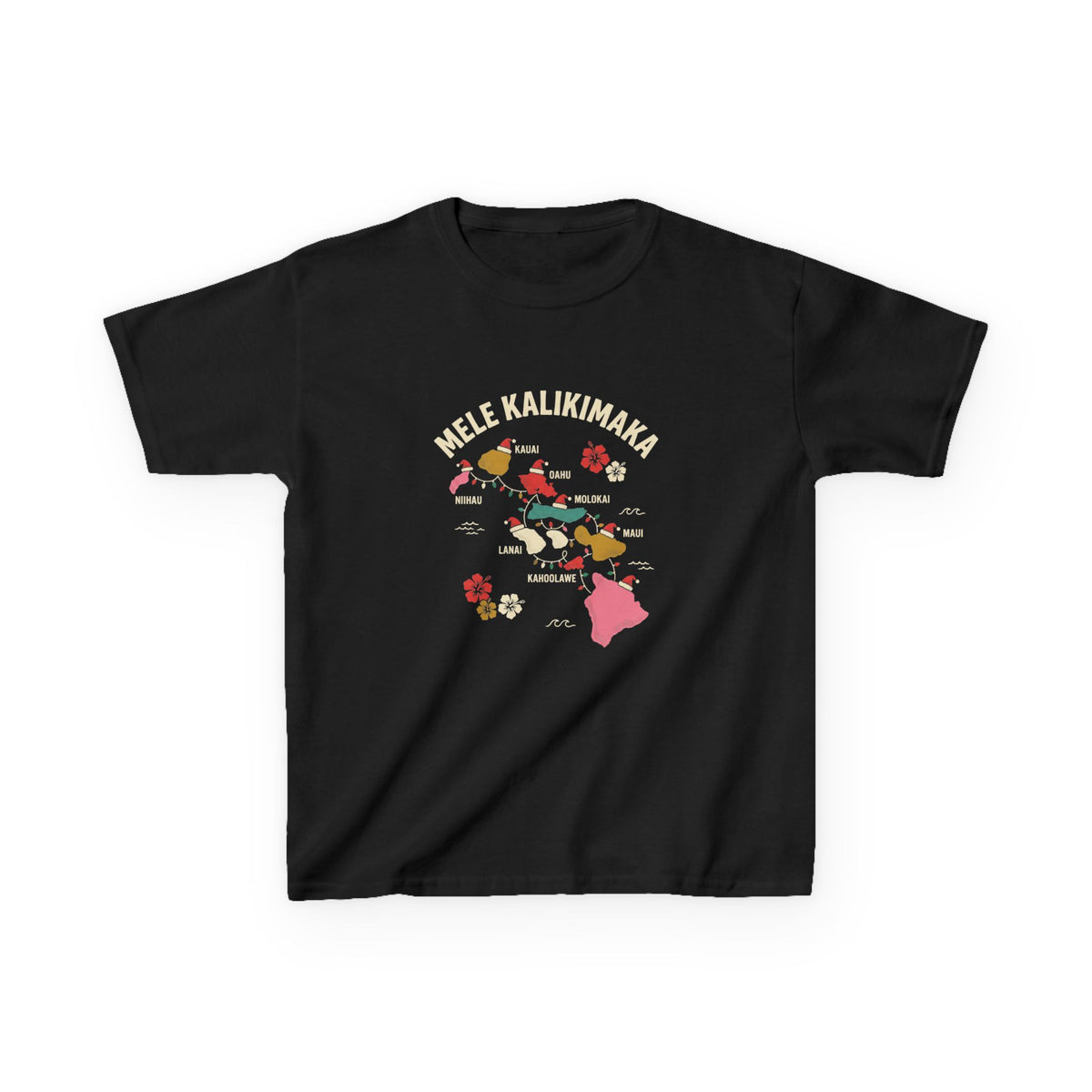 Hawaiian Islands Christmas Map Hawaiian Christmas Kids T-Shirt