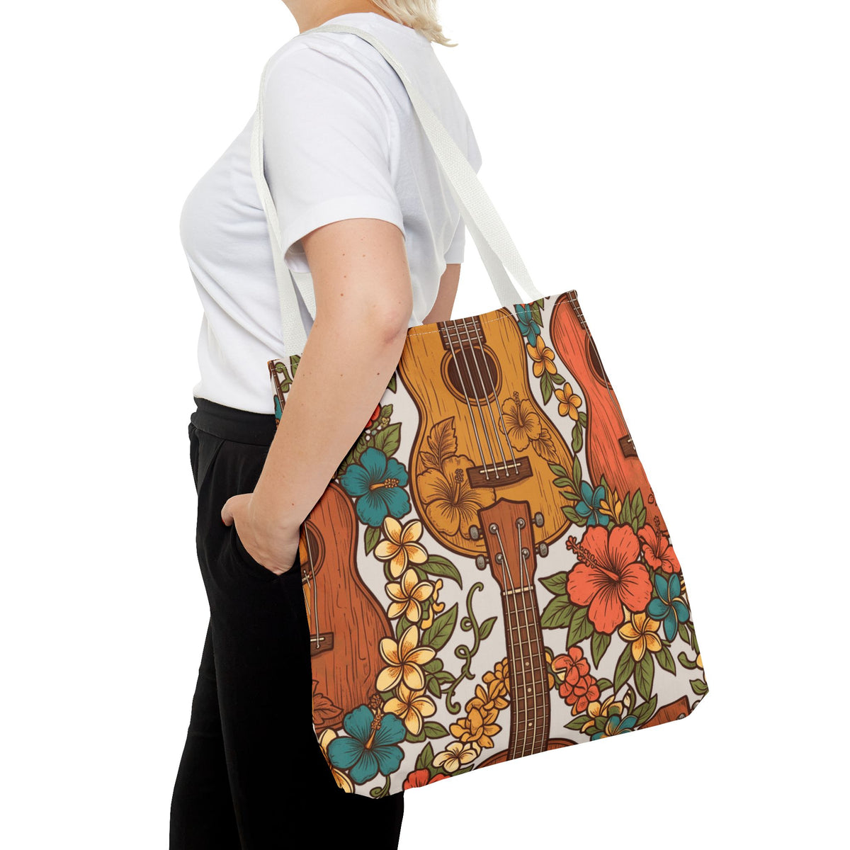 Ukulele & Lei Hawaiian All-Over Tote Bag