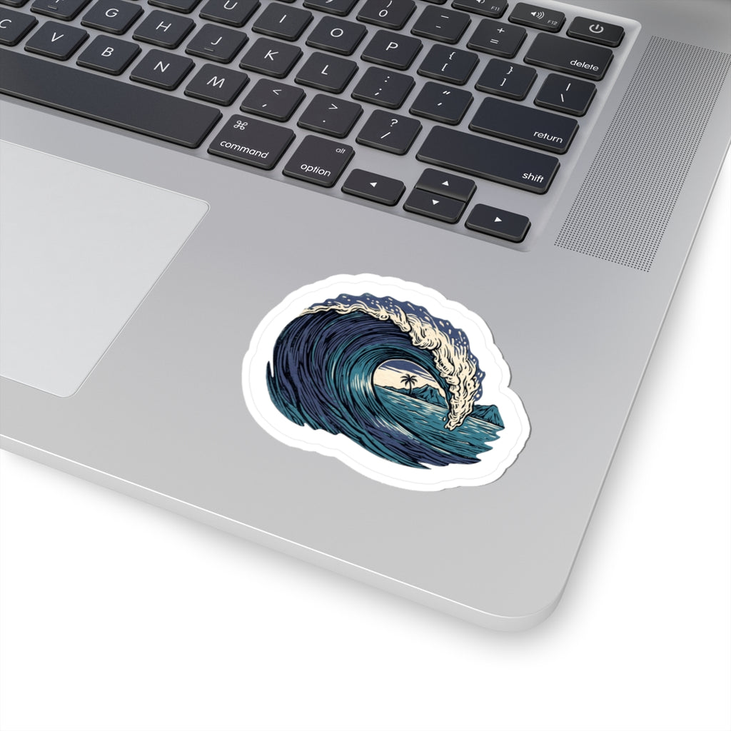 Woodcut Wave Hawaii Sticker