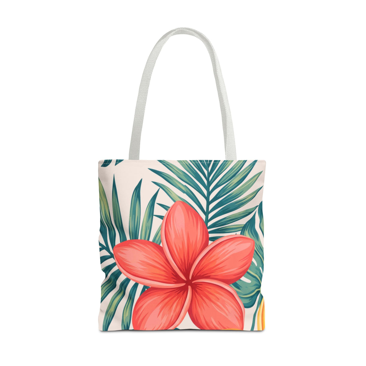 Plumeria & Banana Leaf Hawaiian All-Over Tote Bag