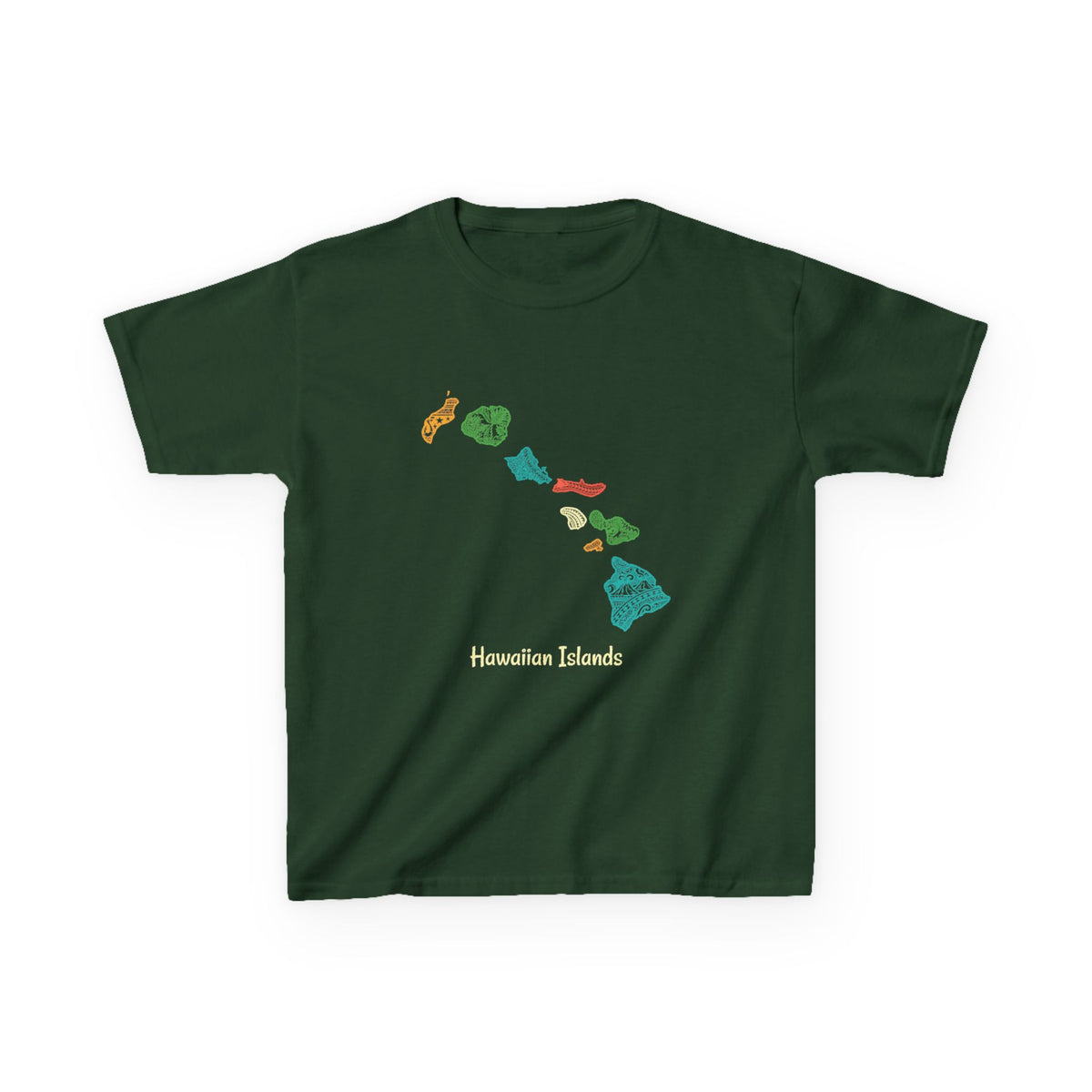 Hawaiian Islands Chain Map Minimalist Kids T-Shirt