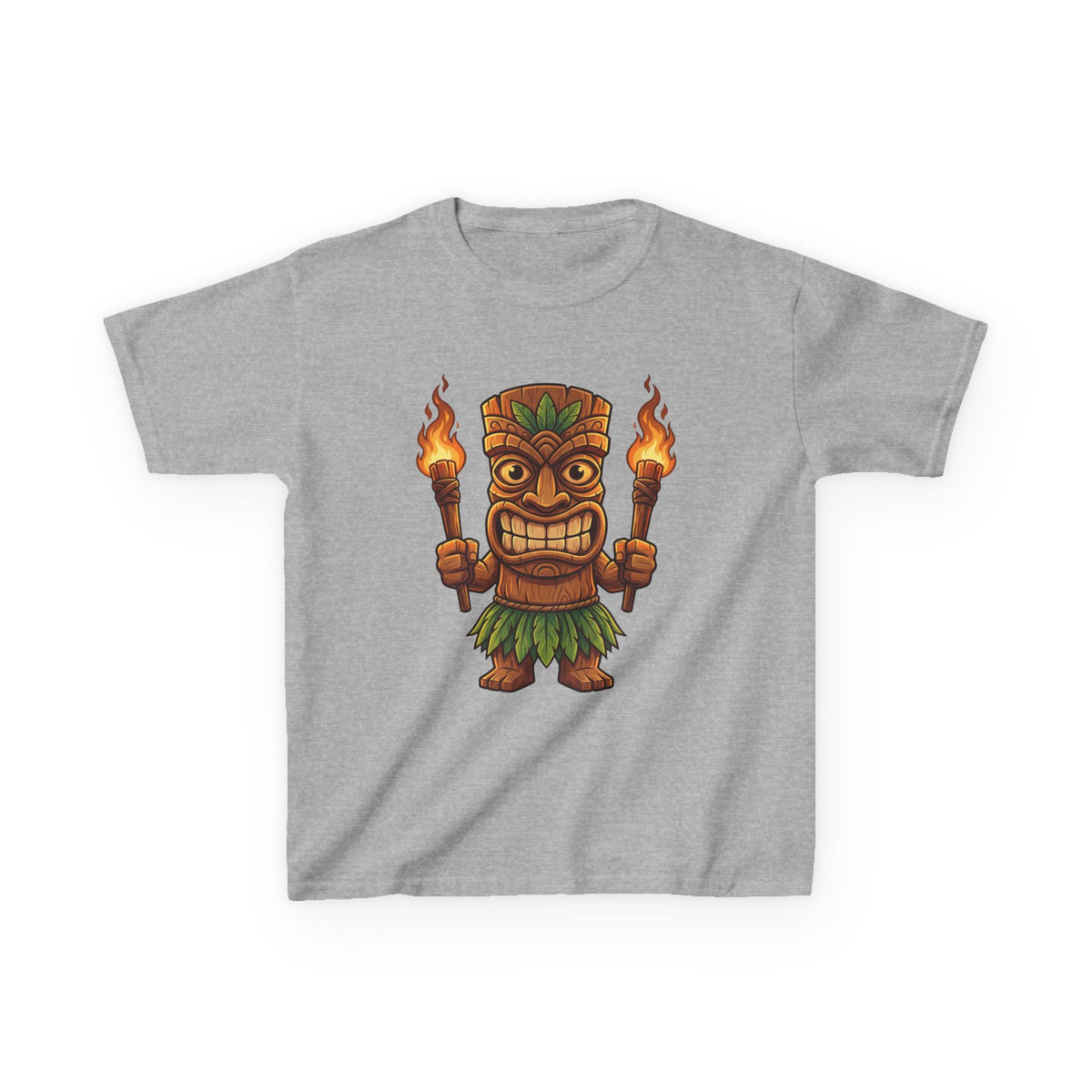 Tiki Warrior Hawaiian Luau Tropical Cartoon Graphic Kids T-Shirt