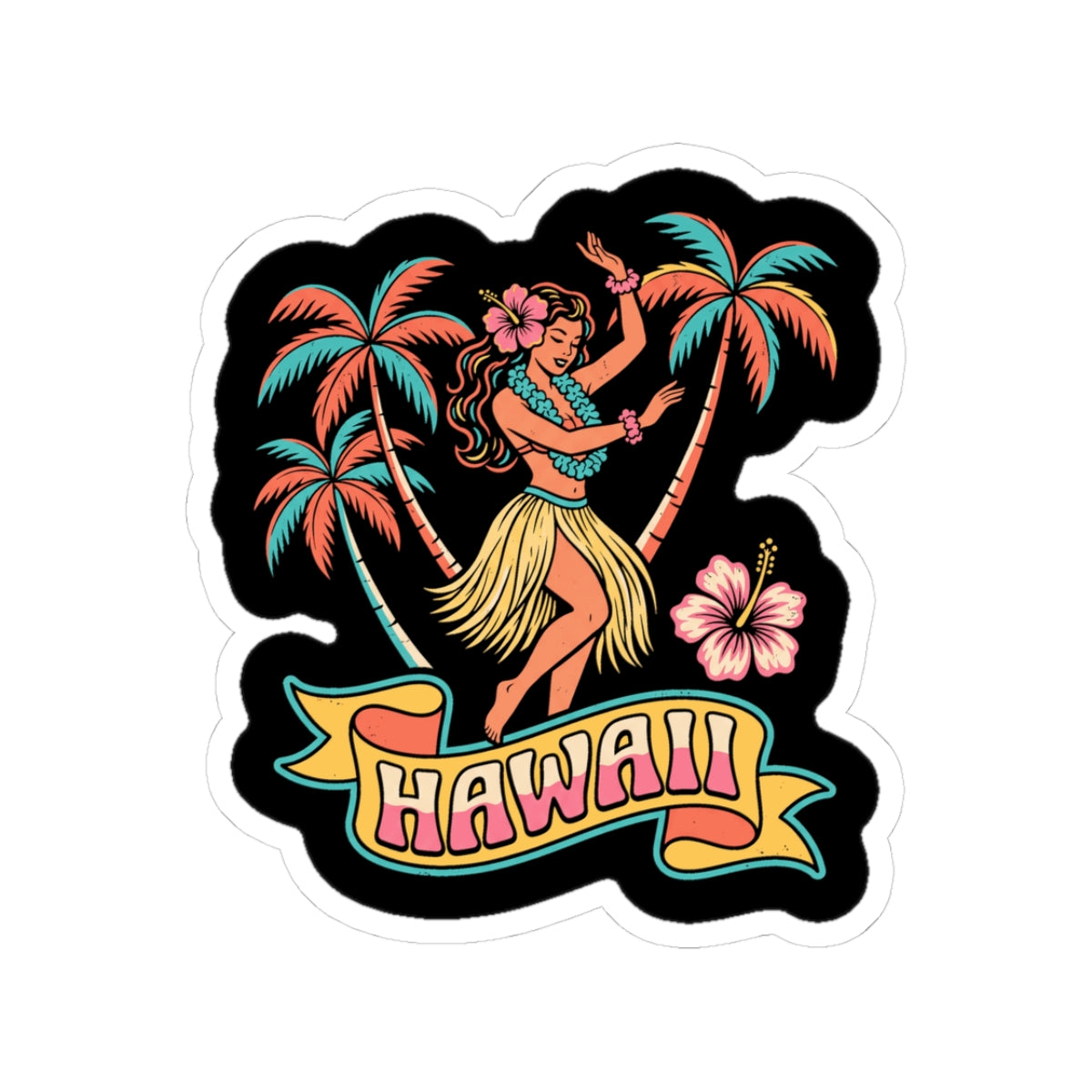Retro Hula Dancer Sticker