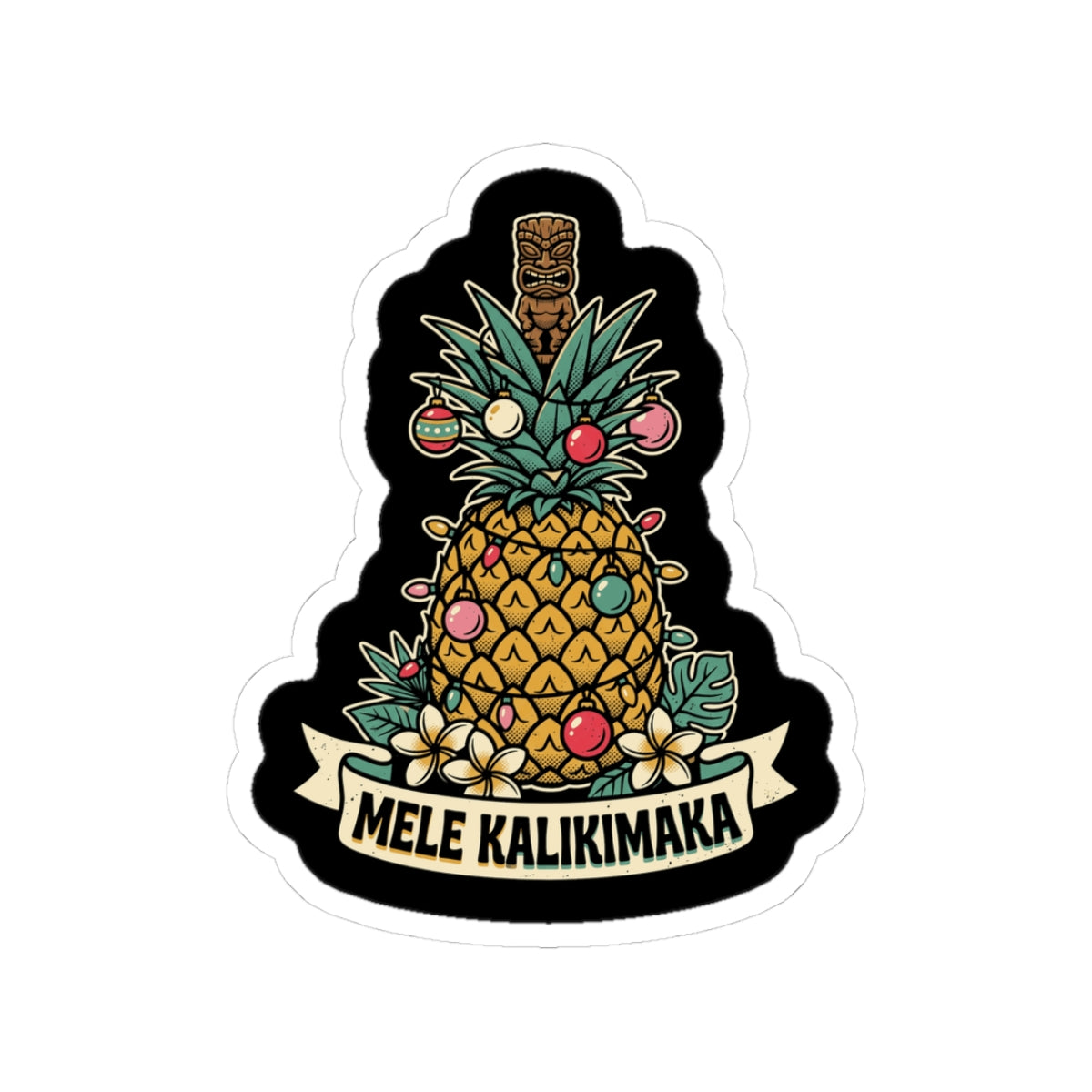 Pineapple Tree Hawaiian Christmas Sticker