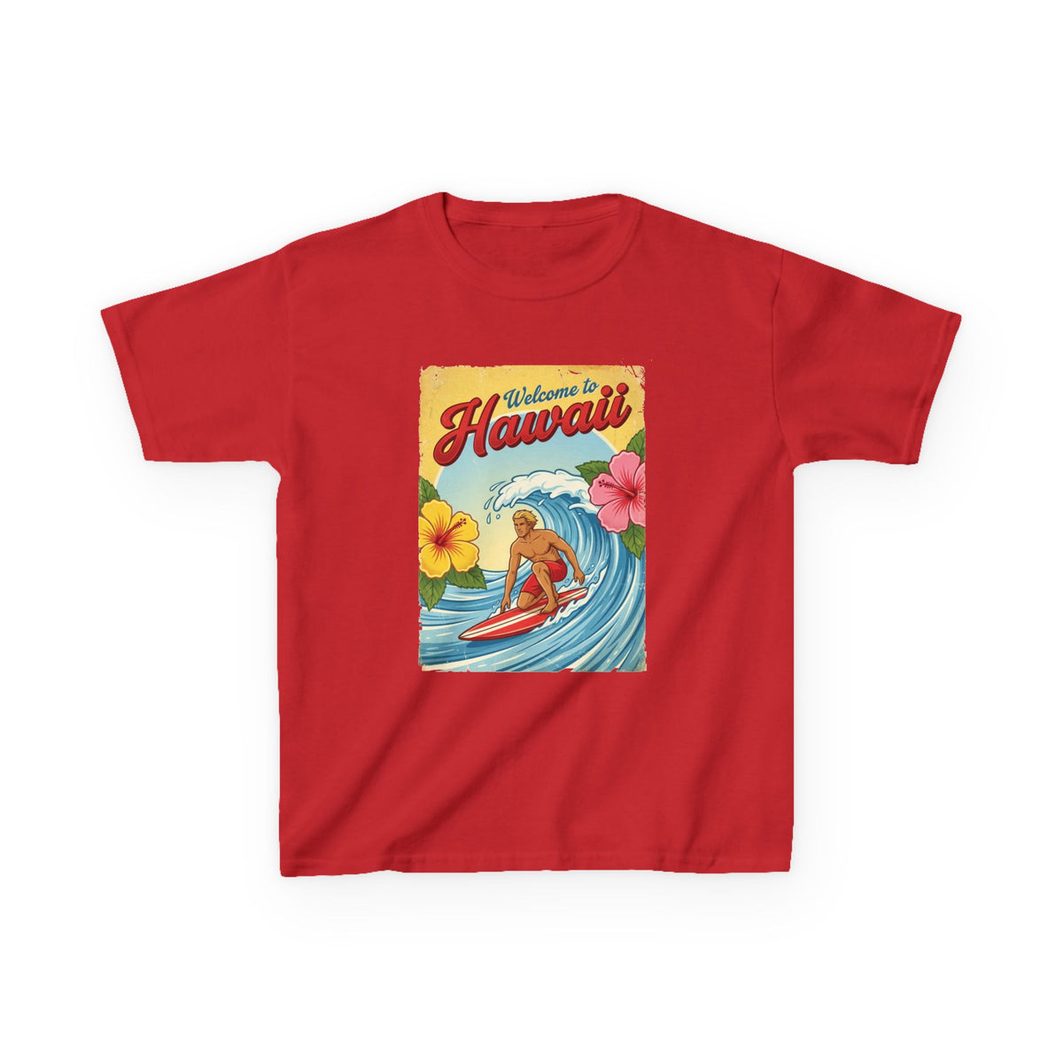 Welcome to Hawaii Vintage Surfer Travel Poster Kids T-Shirt