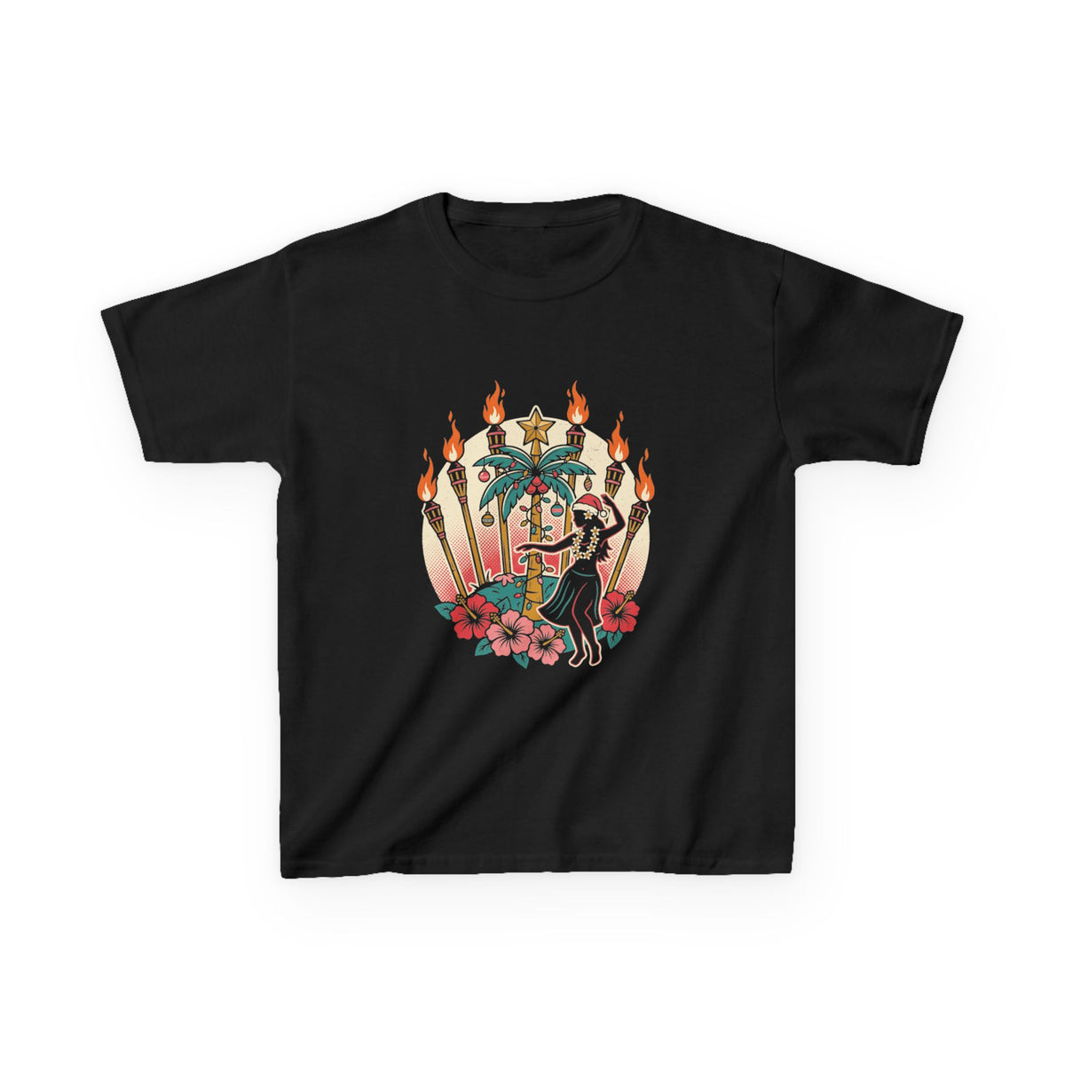 Tiki Hula Hawaiian Christmas Kids T-Shirt
