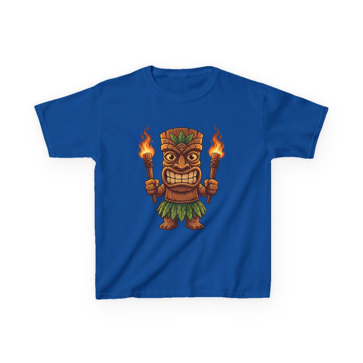 Tiki Warrior Hawaiian Luau Tropical Cartoon Graphic Kids T-Shirt