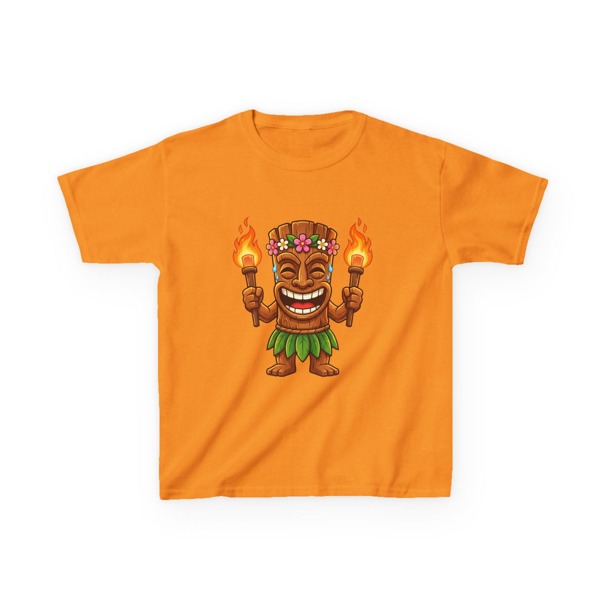 Tiki Man Hawaiian Luau Tropical Cartoon Graphic Kids T-Shirt