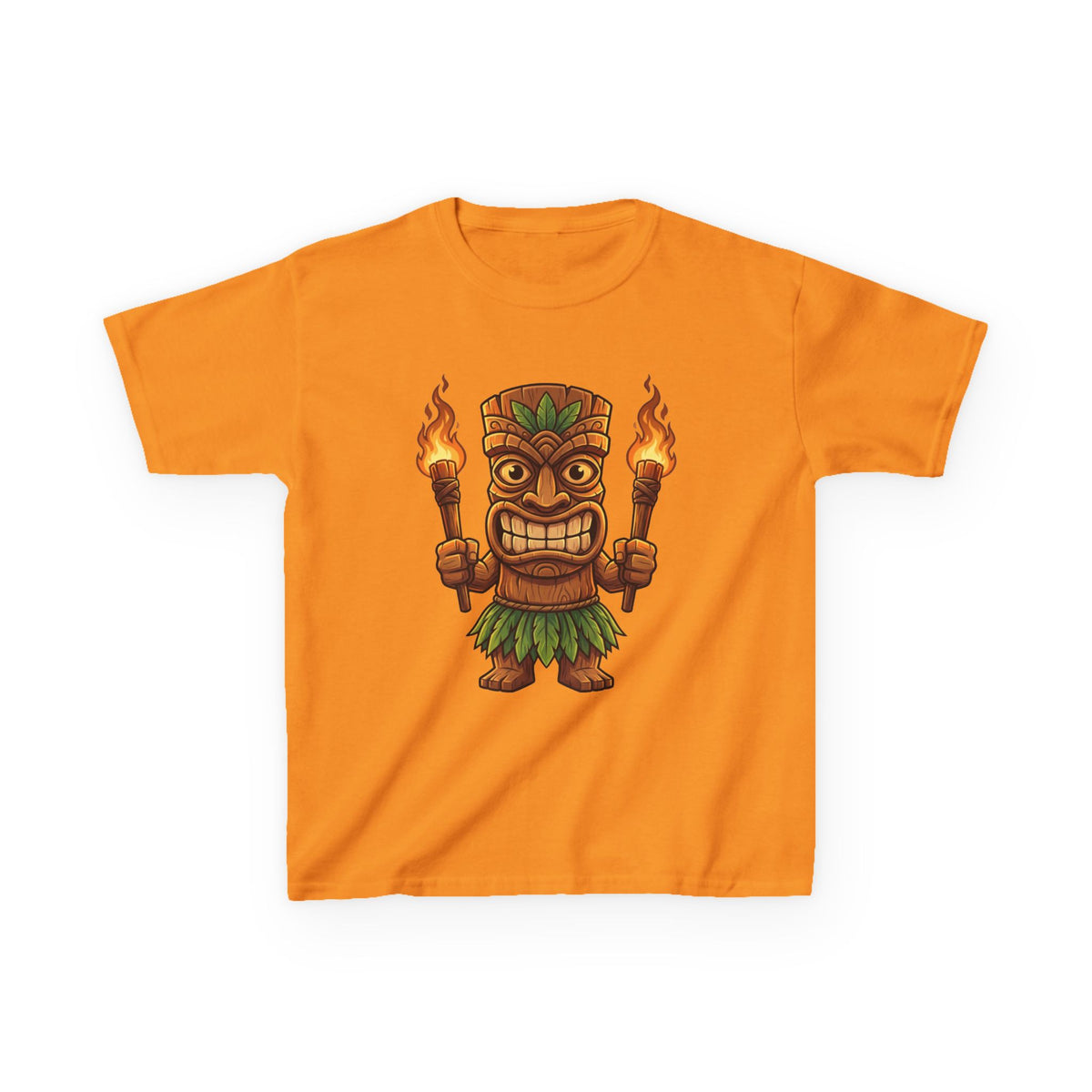 Tiki Warrior Hawaiian Luau Tropical Cartoon Graphic Kids T-Shirt