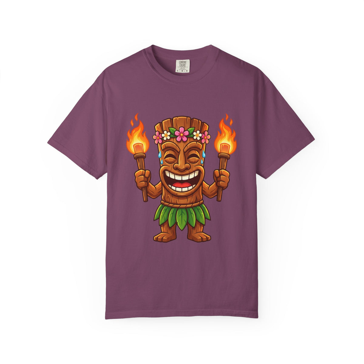 Tiki Man Hawaiian Luau Tropical Cartoon Graphic T-Shirt