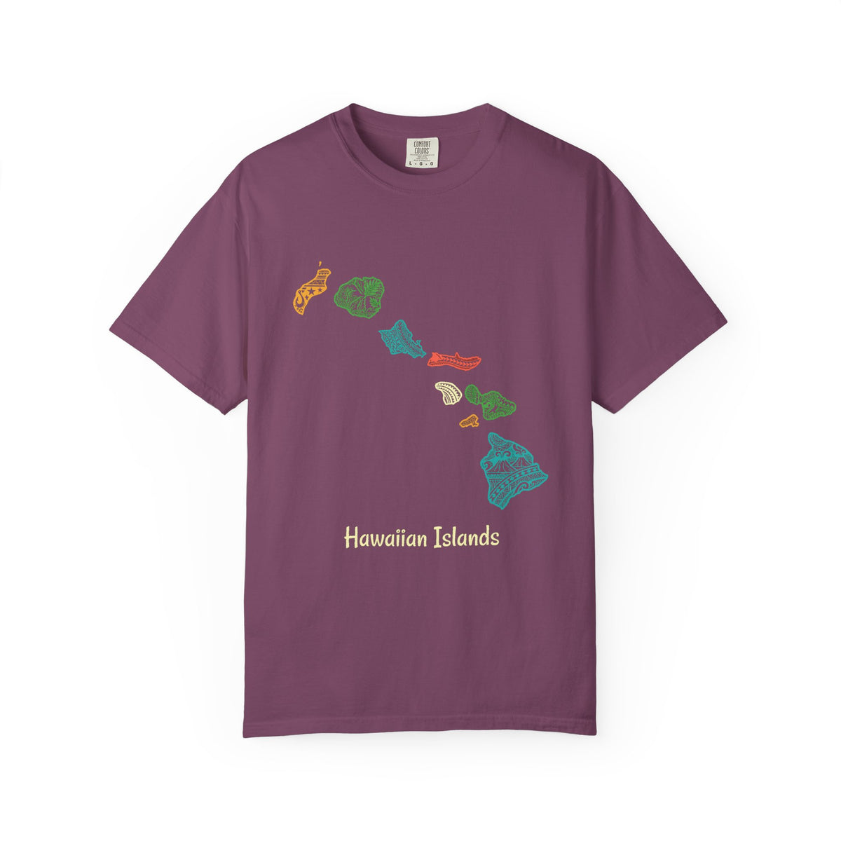 Hawaiian Islands Chain Map Minimalist T-Shirt
