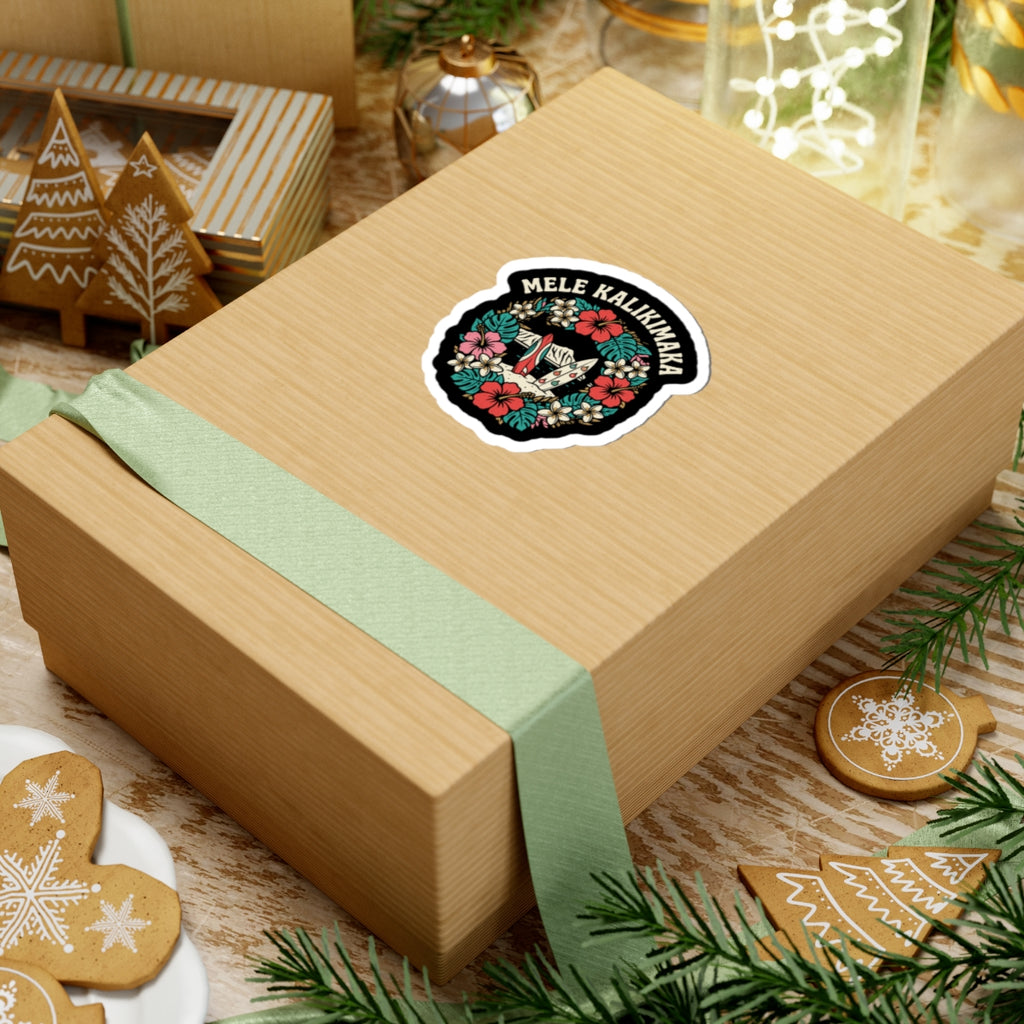 Mele Wreath Hawaiian Christmas Sticker