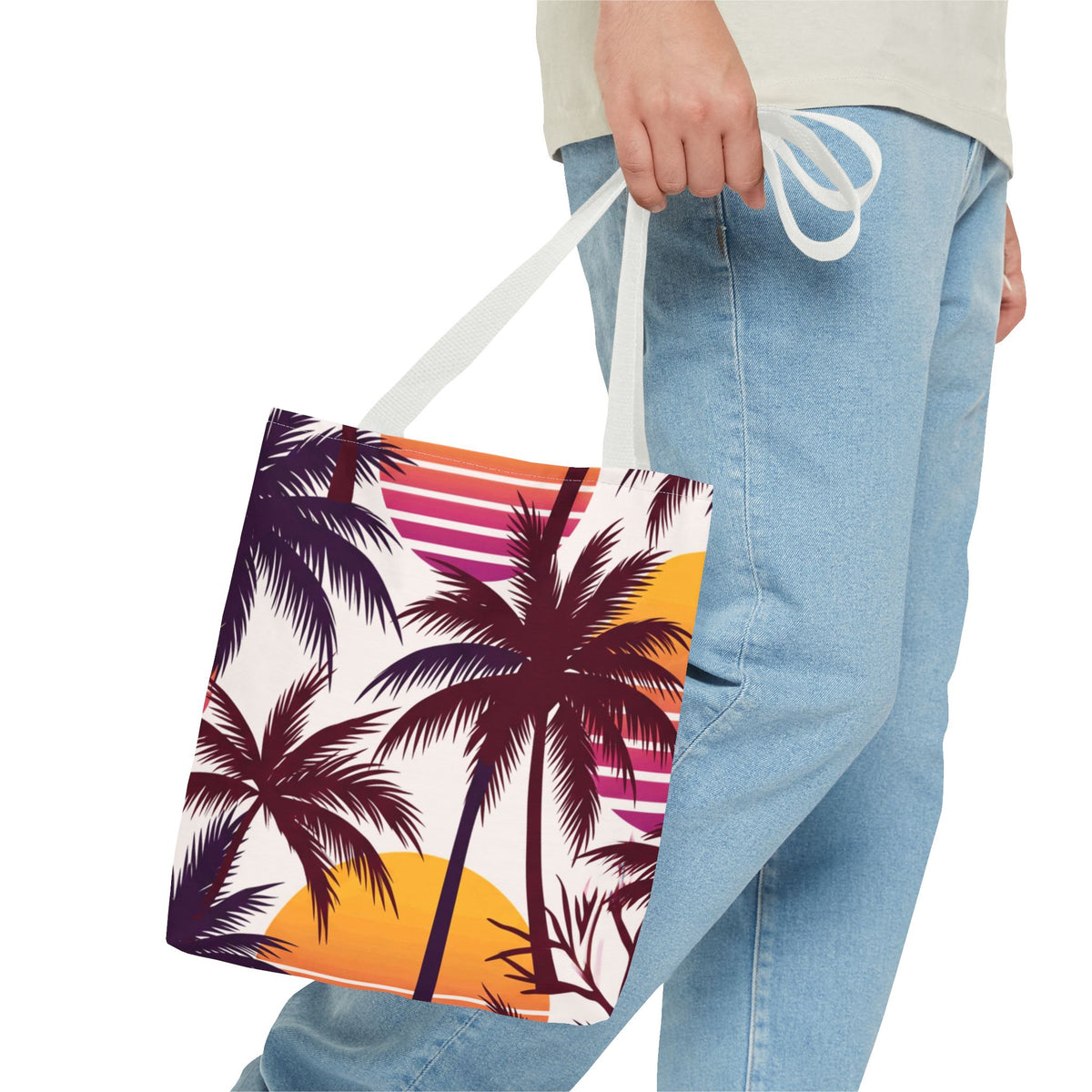 Retro Sunset Palms Hawaiian All-Over Tote Bag