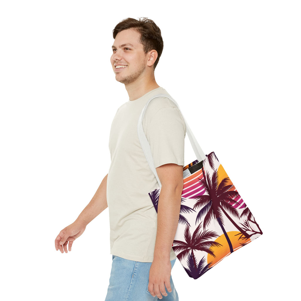 Retro Sunset Palms Hawaiian All-Over Tote Bag