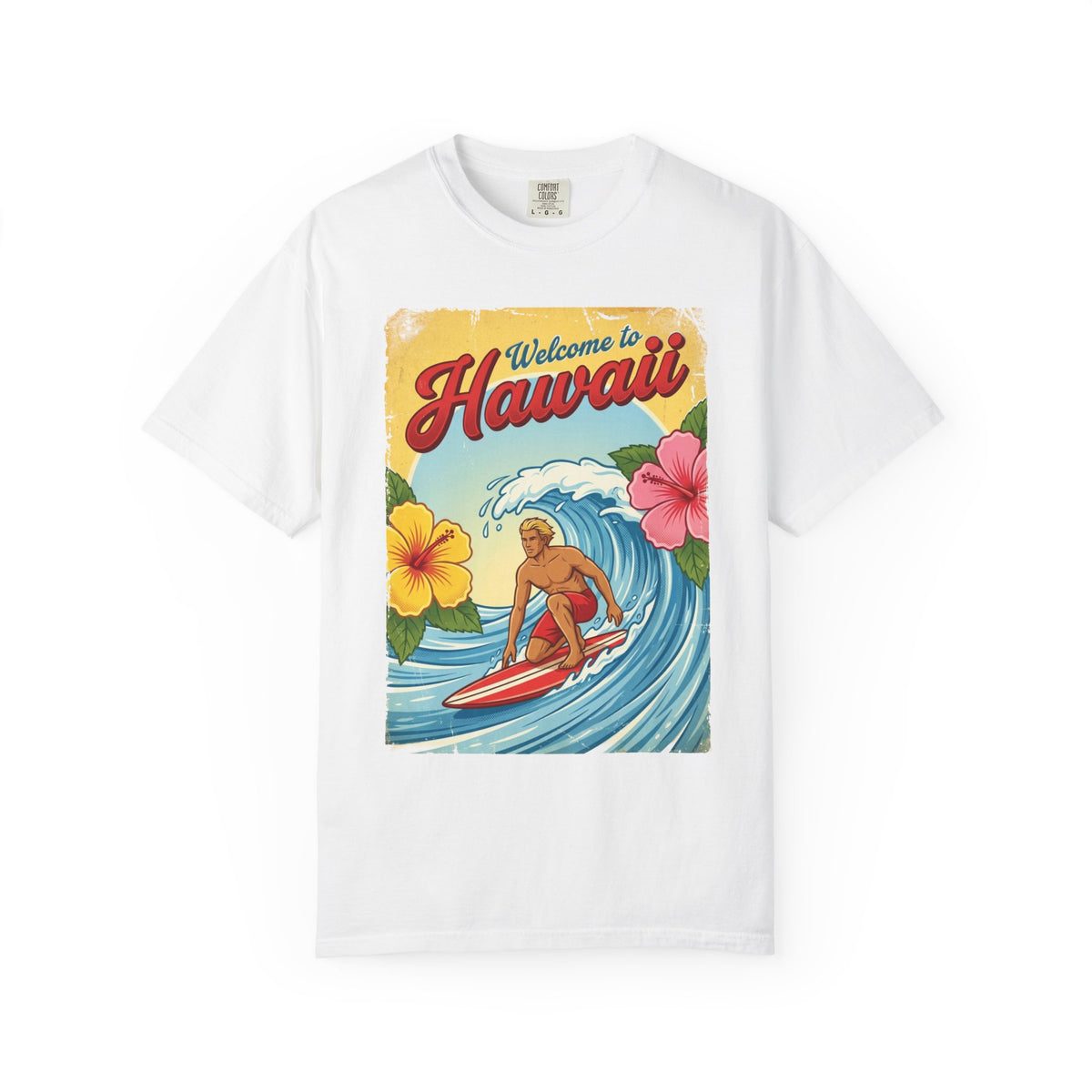Welcome to Hawaii Vintage Surfer Travel Poster T-Shirt