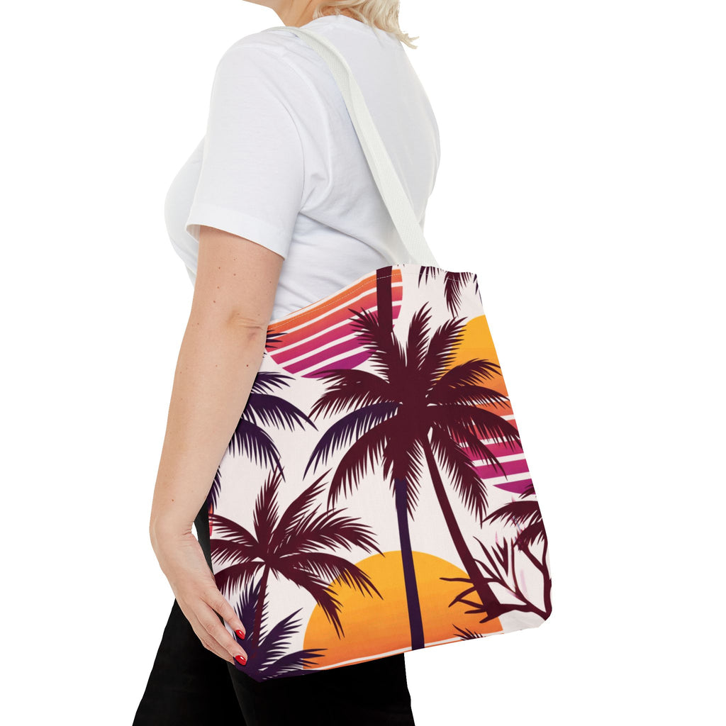 Retro Sunset Palms Hawaiian All-Over Tote Bag