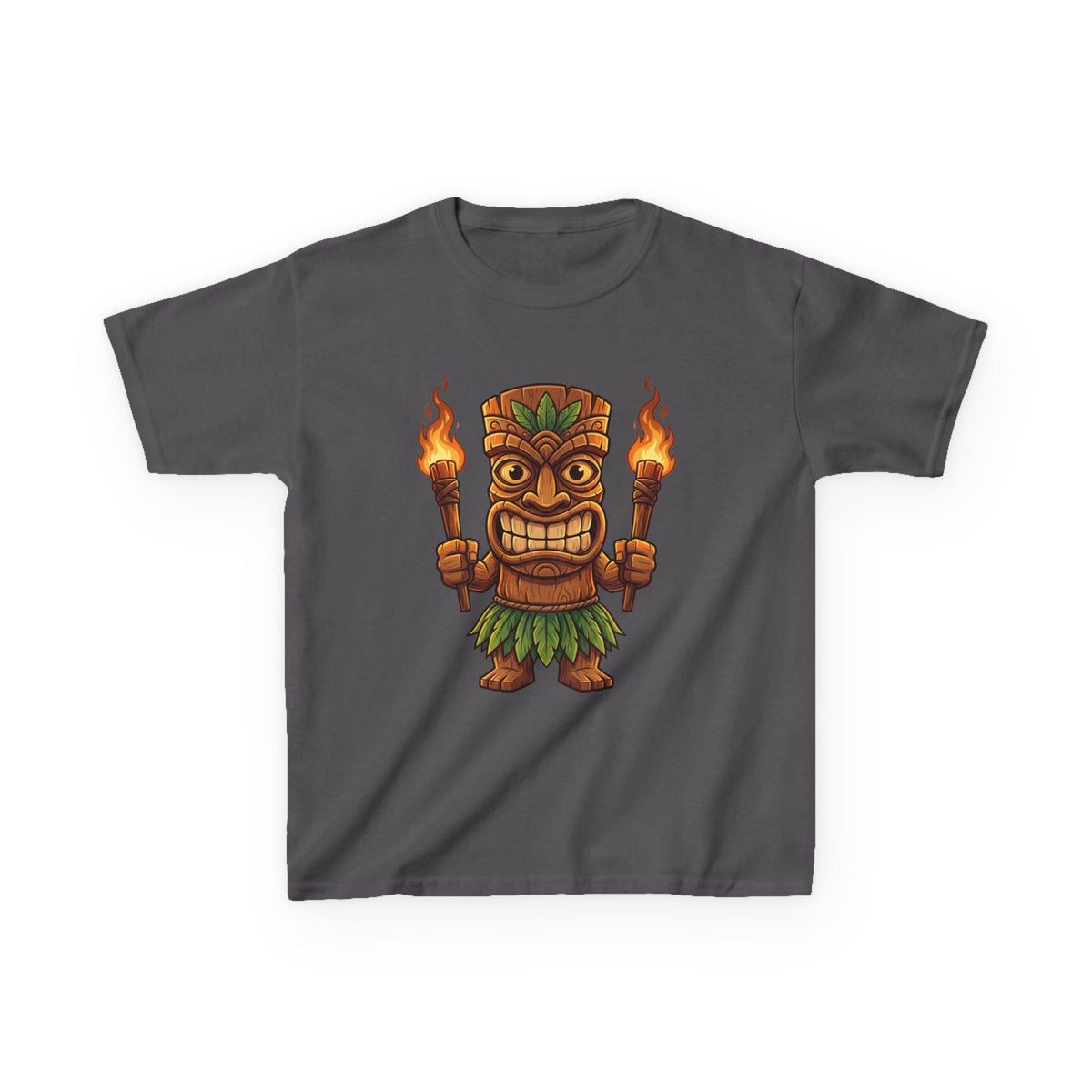 Tiki Warrior Hawaiian Luau Tropical Cartoon Graphic Kids T-Shirt