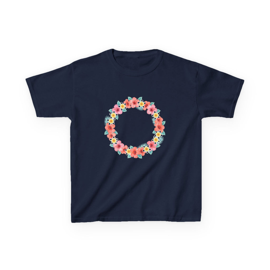 Hawaiian Flower Lei Wreath Hibiscus Plumeria Kids T-Shirt