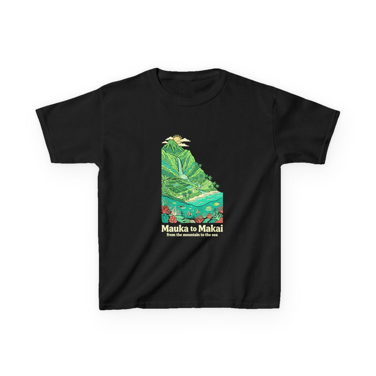 Mauka to Makai Hawaii Mountain to Sea Graphic Kids T-Shirt