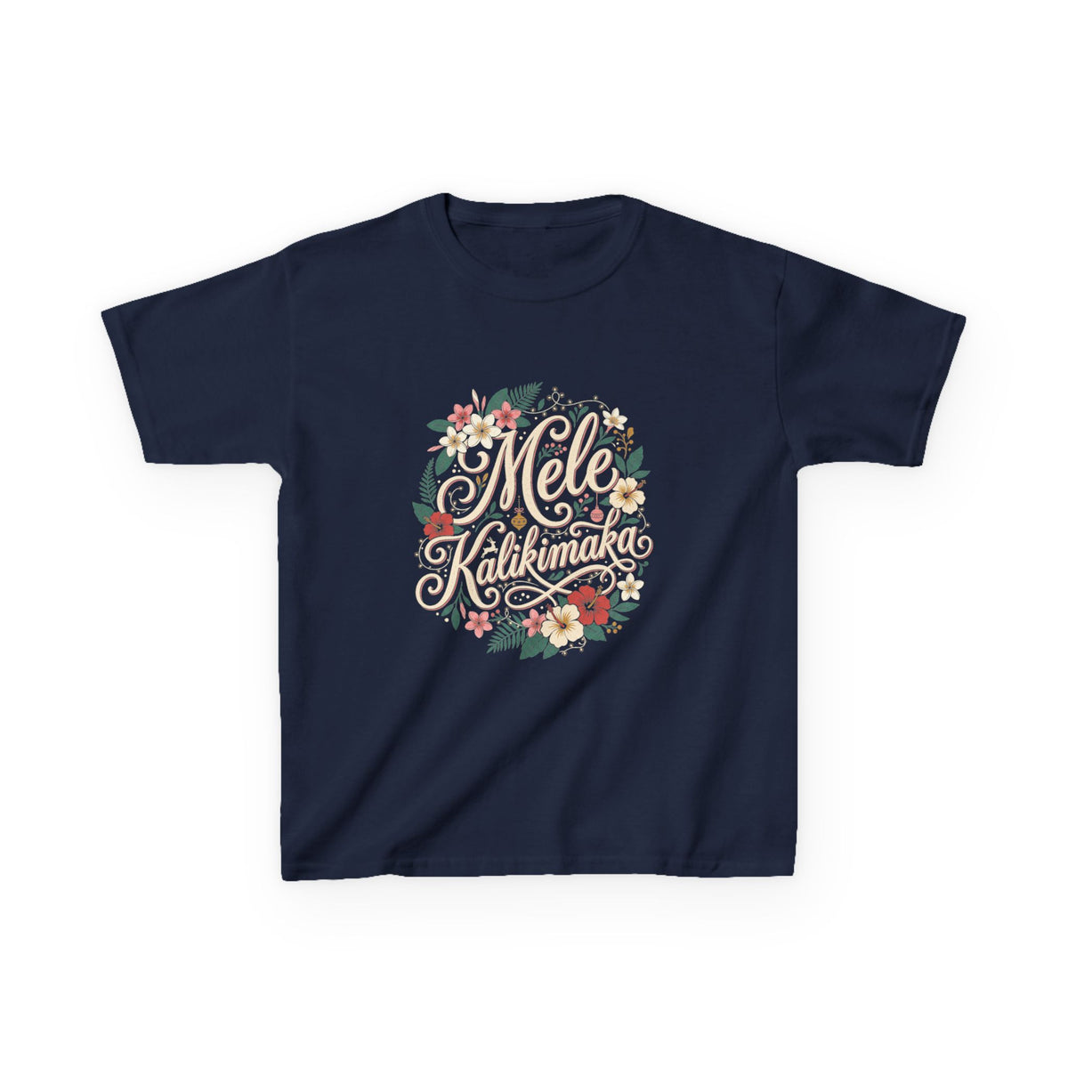 Mele Kalikimaka Script Hawaiian Christmas Kids T-Shirt