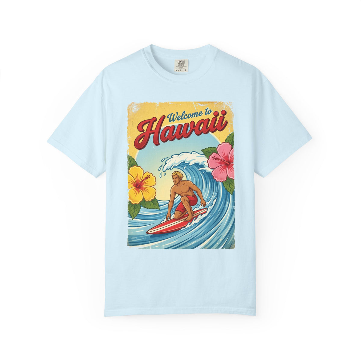 Welcome to Hawaii Vintage Surfer Travel Poster T-Shirt