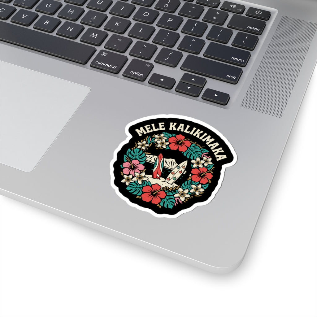 Mele Wreath Hawaiian Christmas Sticker