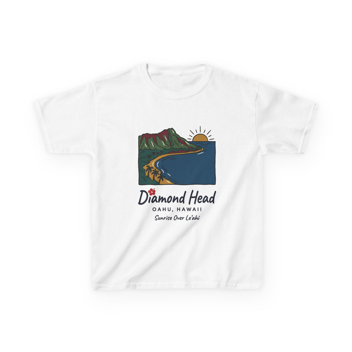 Diamond Head Oahu Hawaii Vintage Travel Graphic Kids T-Shirt