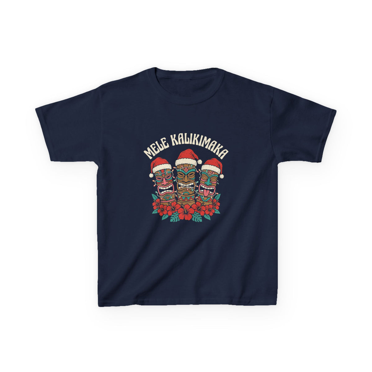 Mele Tikis Hawaiian Christmas Kids T-Shirt