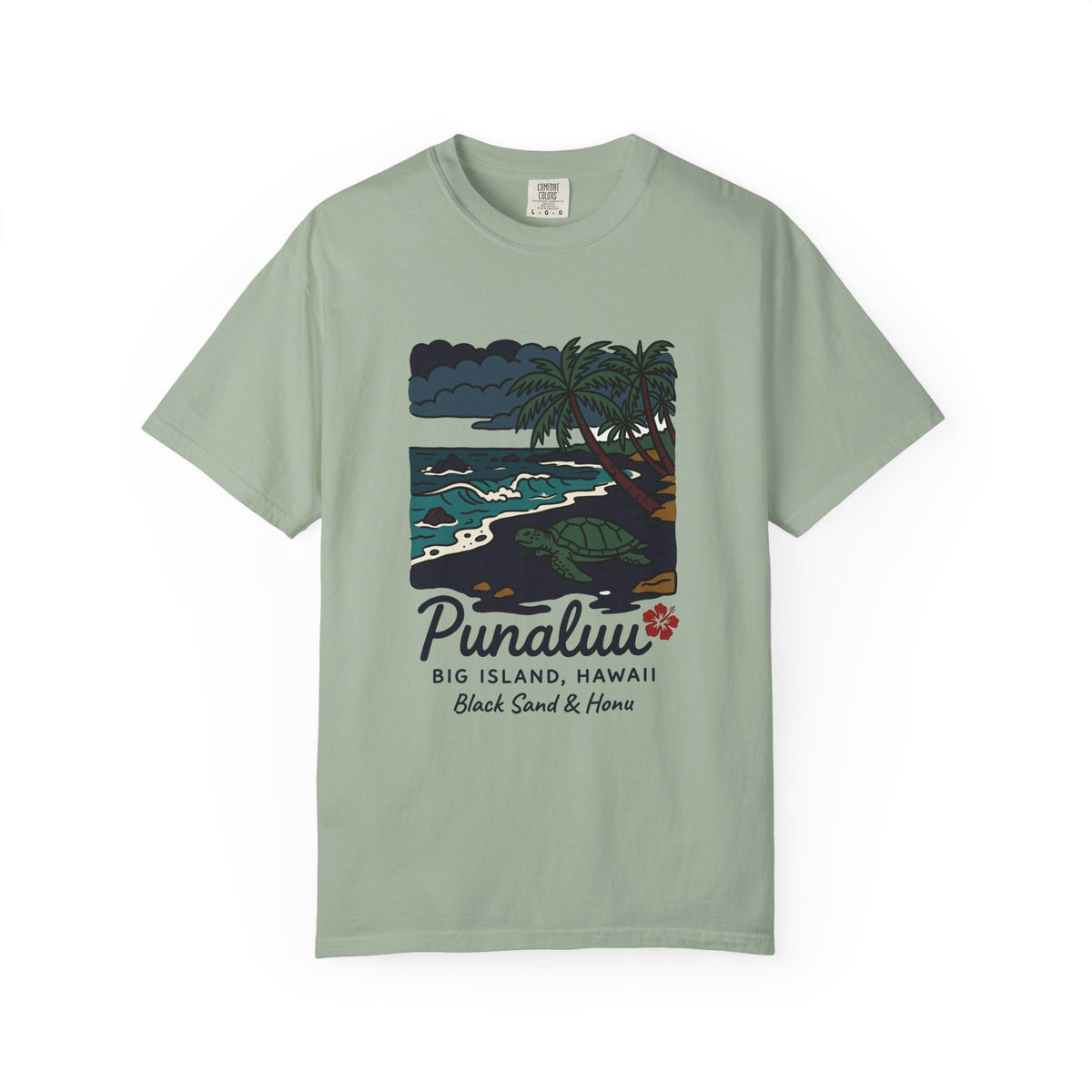 Punaluu Black Sand Beach Big Island Hawaii Vintage Travel Graphic T-Shirt