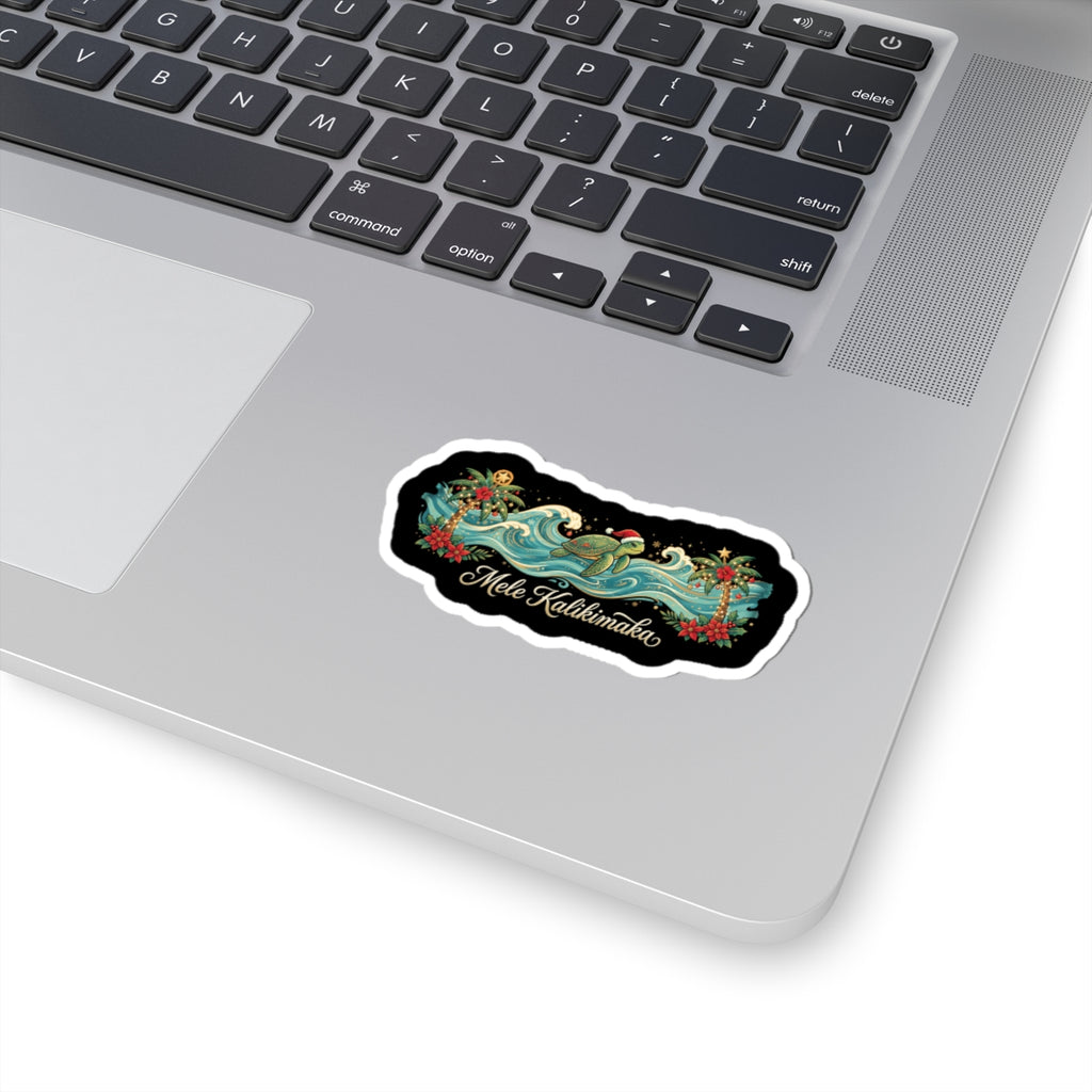 Mele Kalikimaka Christmas Wave Sea Turtle Sticker