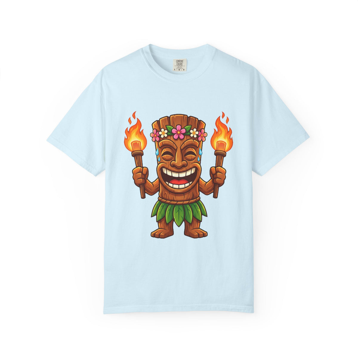 Tiki Man Hawaiian Luau Tropical Cartoon Graphic T-Shirt