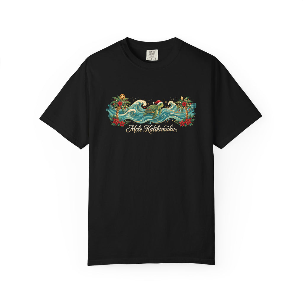 Mele Kalikimaka Hawaii Christmas Sea Turtle Wave T-Shirt