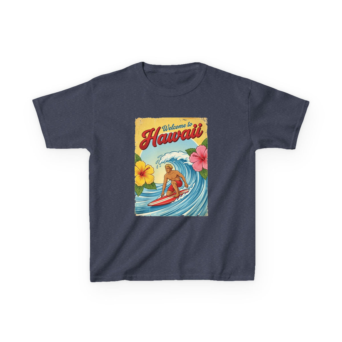 Welcome to Hawaii Vintage Surfer Travel Poster Kids T-Shirt