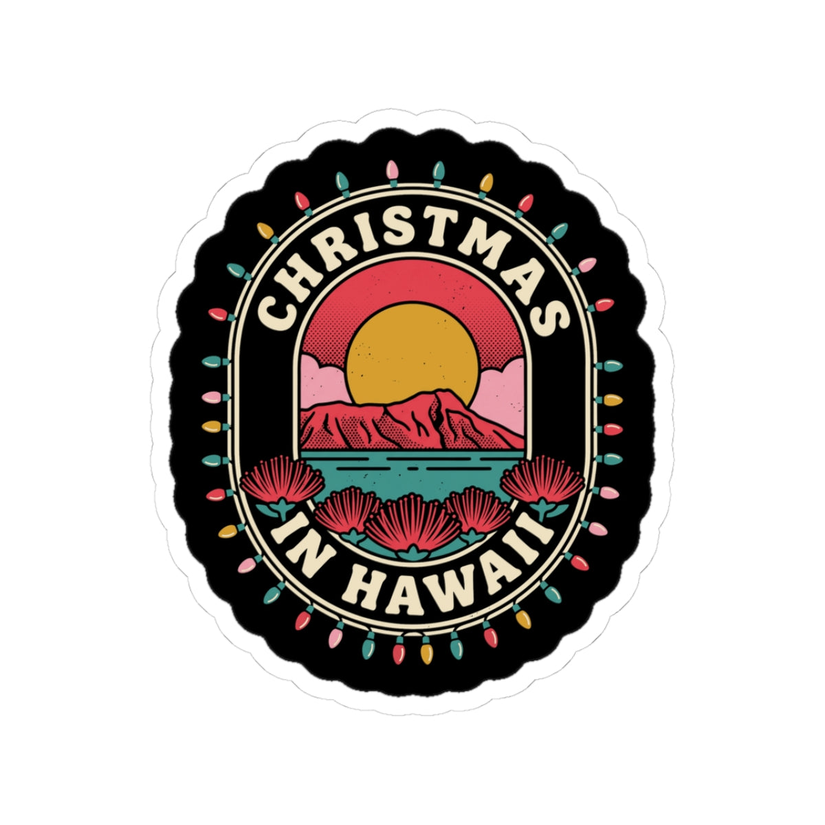 Travel Badge Hawaiian Christmas Sticker