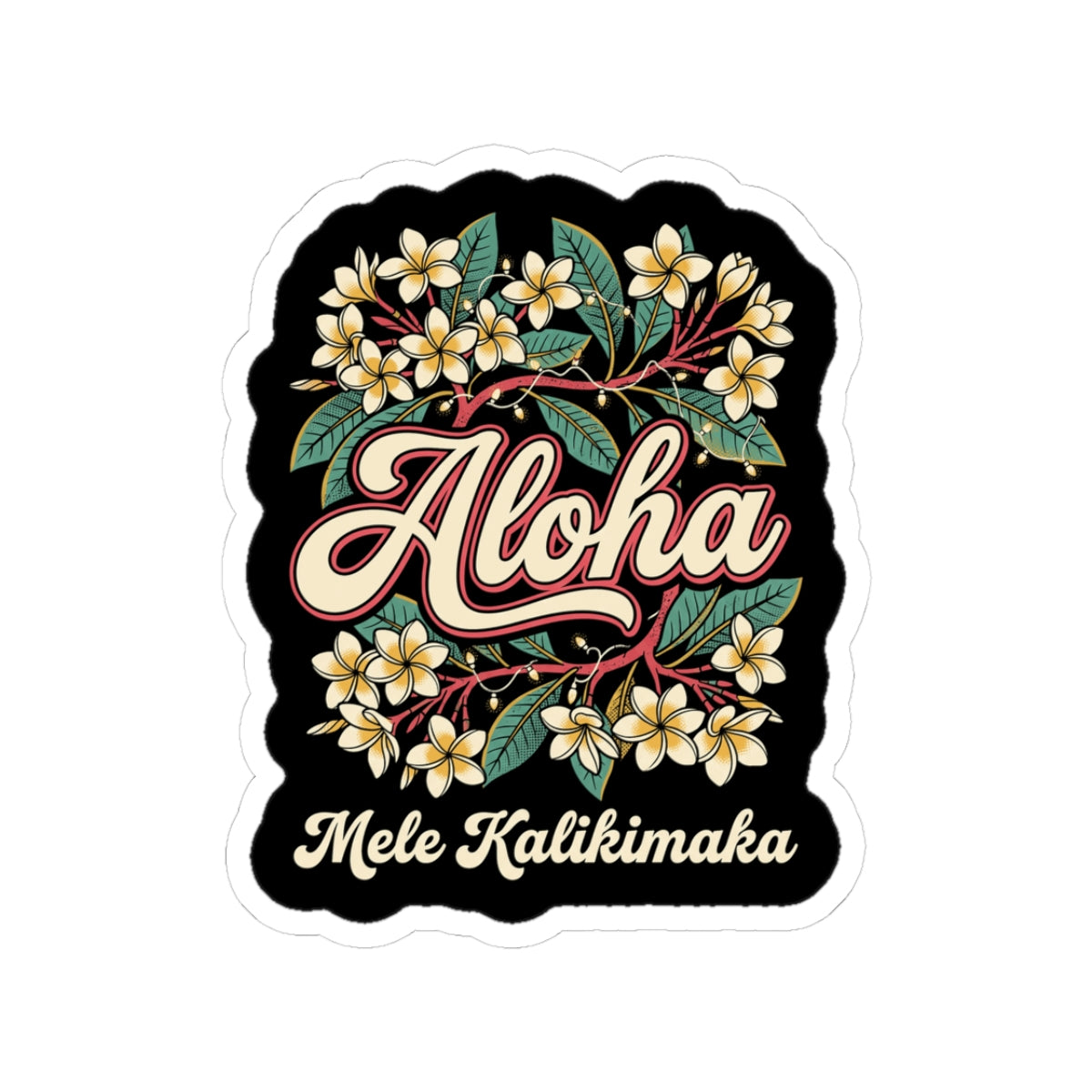 Aloha Plumeria Hawaiian Christmas Sticker