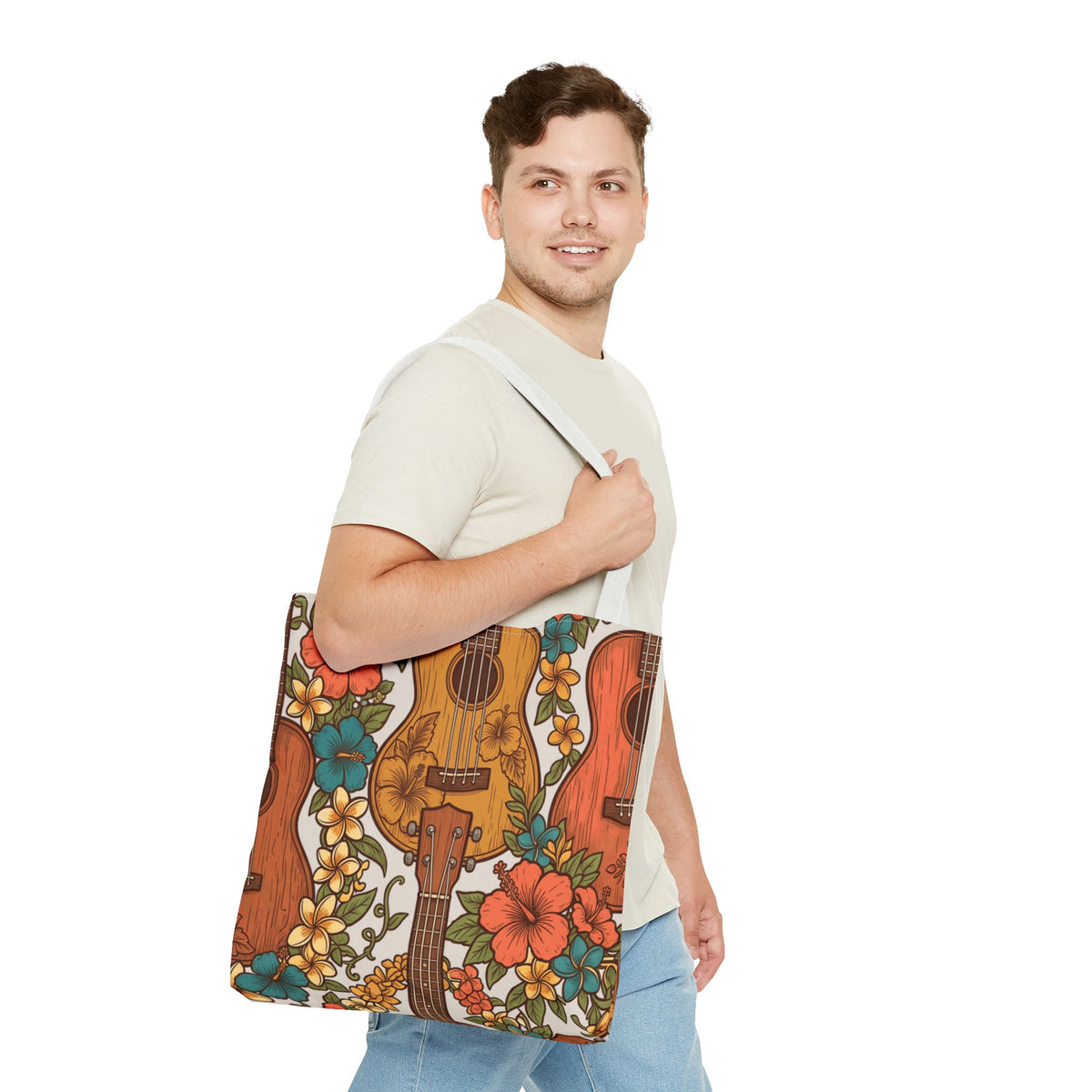 Ukulele & Lei Hawaiian All-Over Tote Bag