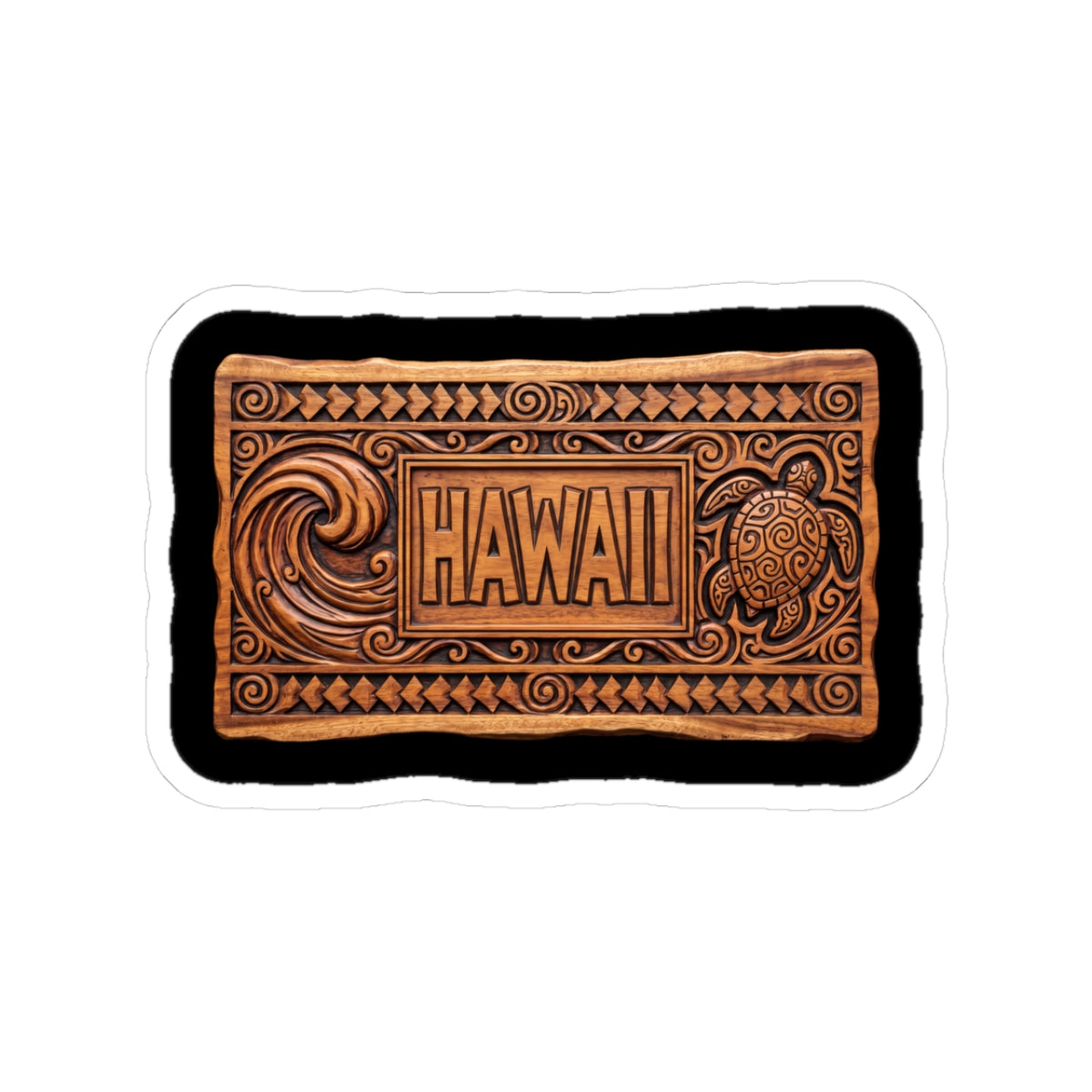 Carved Wood Hawaii Panel Sticker