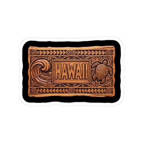 Carved Wood Hawaii Panel Sticker