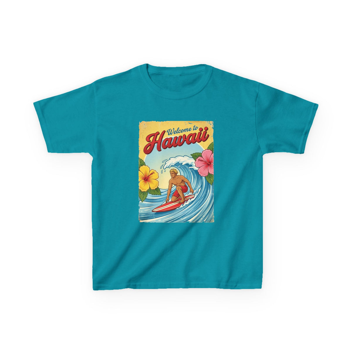 Welcome to Hawaii Vintage Surfer Travel Poster Kids T-Shirt