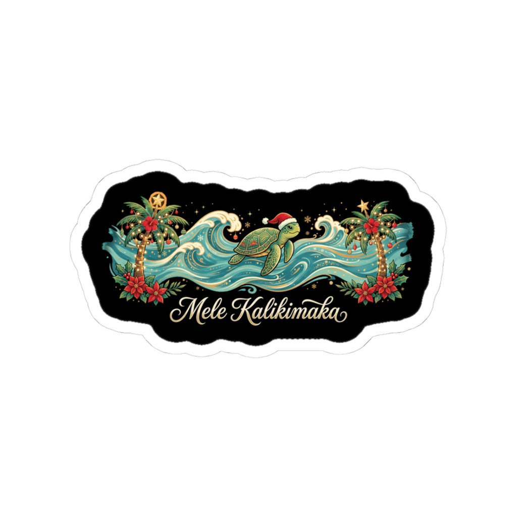 Mele Kalikimaka Christmas Wave Sea Turtle Sticker