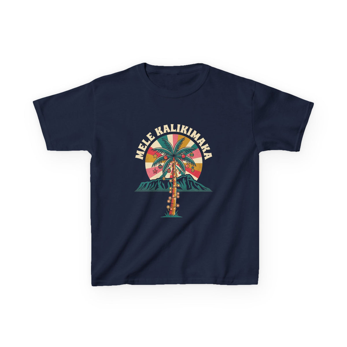Palm Lights Hawaiian Christmas Kids T-Shirt