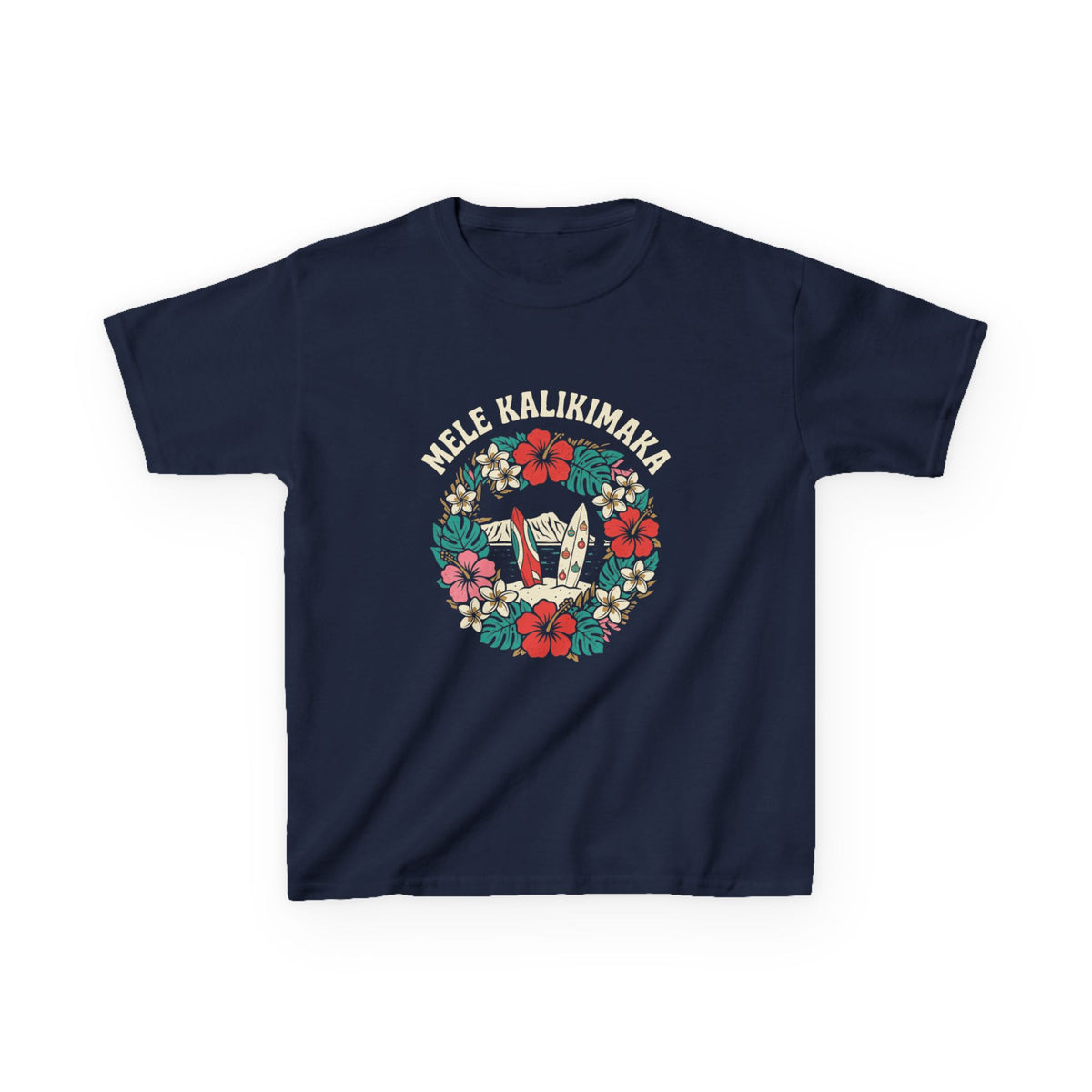 Mele Wreath Hawaiian Christmas Kids T-Shirt