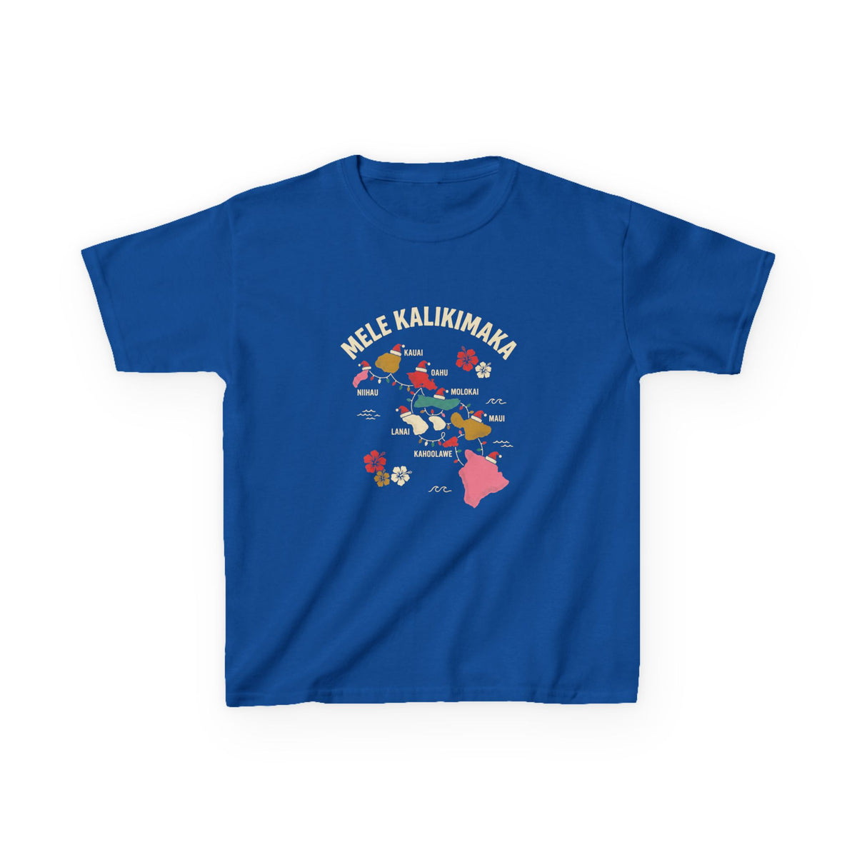 Hawaiian Islands Christmas Map Hawaiian Christmas Kids T-Shirt